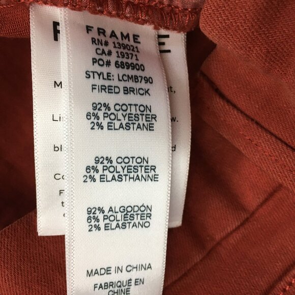 FRAME Denim Fired Brick Le Crop Mini Boot 5 Pocket Logo Hardware Jeans - Picture 4 of 10